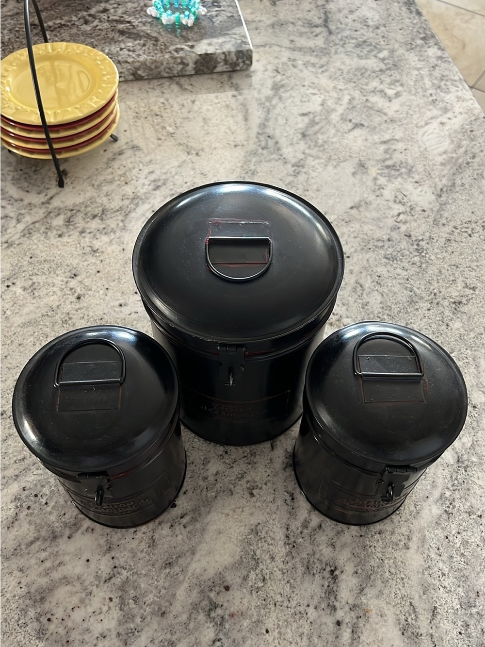 Set of 3 Metal Canisters Home Decor - Picture 9 of 12